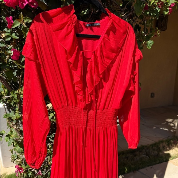 Zara Dresses & Skirts - NWOT Zara Red Chiffon Dress Size Medium 9878/070/600